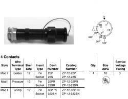 Amphenol EX-13-3-A1-12-22SR Star-line EX Plug with EEx d Gland, 4 Socket Pressure Contacts