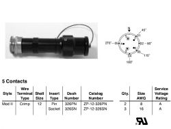 Amphenol EX-13-3-A-12-326SN Star-line EX Plug with EEx d Gland, 5 Socket Crimp Contacts