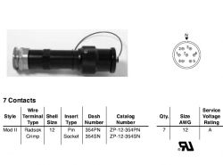 Amphenol EX-13-3-A-12-354PN Star-line EX Plug with EEx d Gland, 7 Pin Crimp Contacts