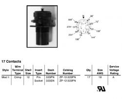 Amphenol EX-17-1-12-323SN Star-line EX Panel Mount Receptacle, 17 Socket Crimp Contacts