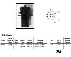 Amphenol EX-17-1-12-334SN Star-line EX Panel Mount Receptacle, 10 Socket Crimp Contacts