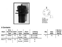 Amphenol EX-17-1-12-53S Star-line EX Panel Mount Receptacle, 5 Socket Solder Contacts