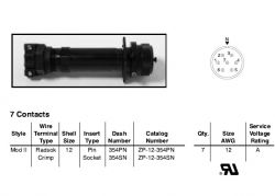 Amphenol EX-17-2-08-12-354SN Star-line EX Plug with Mechanical Clamp, 7 Socket Crimp Contacts