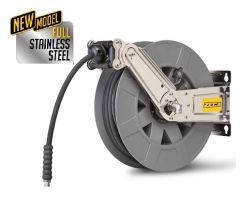 ZECA 8404/1111 Full Stainless Steel Water & Air Hose Reel C/w 12mtr of 10mm (3/8