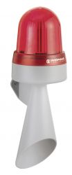 WERMA 434 Series 434.100.75 LED Permanent Beacon Light with Horn, Direct Wall Mounting, 24V AC/DC Red Colour 