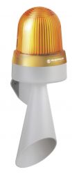 WERMA 434 Series 434.300.75 LED Permanent Beacon Light with Horn, Direct Wall Mounting, 24V AC/DC Yellow Colour 