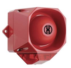 WERMA 439 Series 439.010.55 Heavy Duty Xenon Flash With 105dB Sounder, 9-60V DC Red Housing, Red Flash Light 