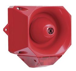WERMA 441 Series 441.010.55 Heavy Duty Xenon Flash With 110 dB Sounder, 9-60V DC Red Housing, Red Flash Light 