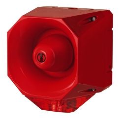 WERMA 442 Series 442.010.68 Heavy Duty Xenon Flash With 120 dB Sounder, 115/230V AC Red Housing, Red Flash Light 