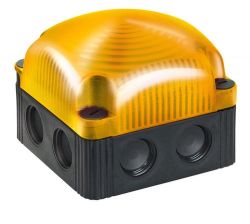 WERMA 853 Series 853.310.54 Square Shaped Beacon Light - 12V DC, LED Double Flashing Signal Light, Yellow Colour 