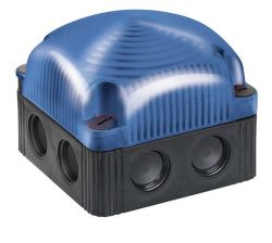 WERMA 853 Series 853.520.55 Square Shaped Beacon Light - 24V DC, LED EVS (Enhanced Visiblilty) Signal Light, Blue Colour 