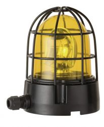 WERMA 839 Series 839.360.75 Heavy Duty Beacon Light With Integral Wire Guard - Rotating Mirror, 24V AC/DC, Yellow Colour