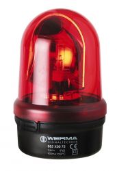 WERMA 885 Series 885.100.54 Midi Beacon Light - 12V DC, Rotating Mirror, Base/Bracket Mounting, Red Colour 