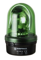 WERMA 885 Series 885.200.54 Midi Beacon Light - 12V DC, Rotating Mirror, Base/Bracket Mounting, Green Colour 