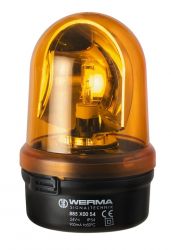 WERMA 885 Series 885.300.54 Midi Beacon Light - 12V DC, Rotating Mirror, Base/Bracket Mounting, Yellow Colour 