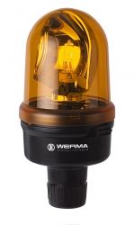 WERMA 885 Series 885.310.54 Midi Beacon Light - 12V DC, Rotating Mirror, Tube Mounting, Yellow Colour 