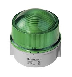 WERMA 895 Series 895.200.00 Permanent Round Beacon Light - 12-230V AC/DC, Green Colour