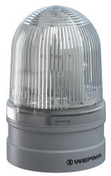 WERMA EvoSIGNAL Midi 261.410.70 Beacon Light - 12/24V AC/DC, Twin Light, White Colour (Additional Mounting Adapter Needed)